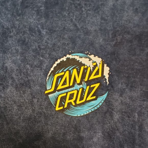 Santa Cruz Mens Large Skateboard Classic Blue Stonewash Tee Shirt - Picture 4 of 9